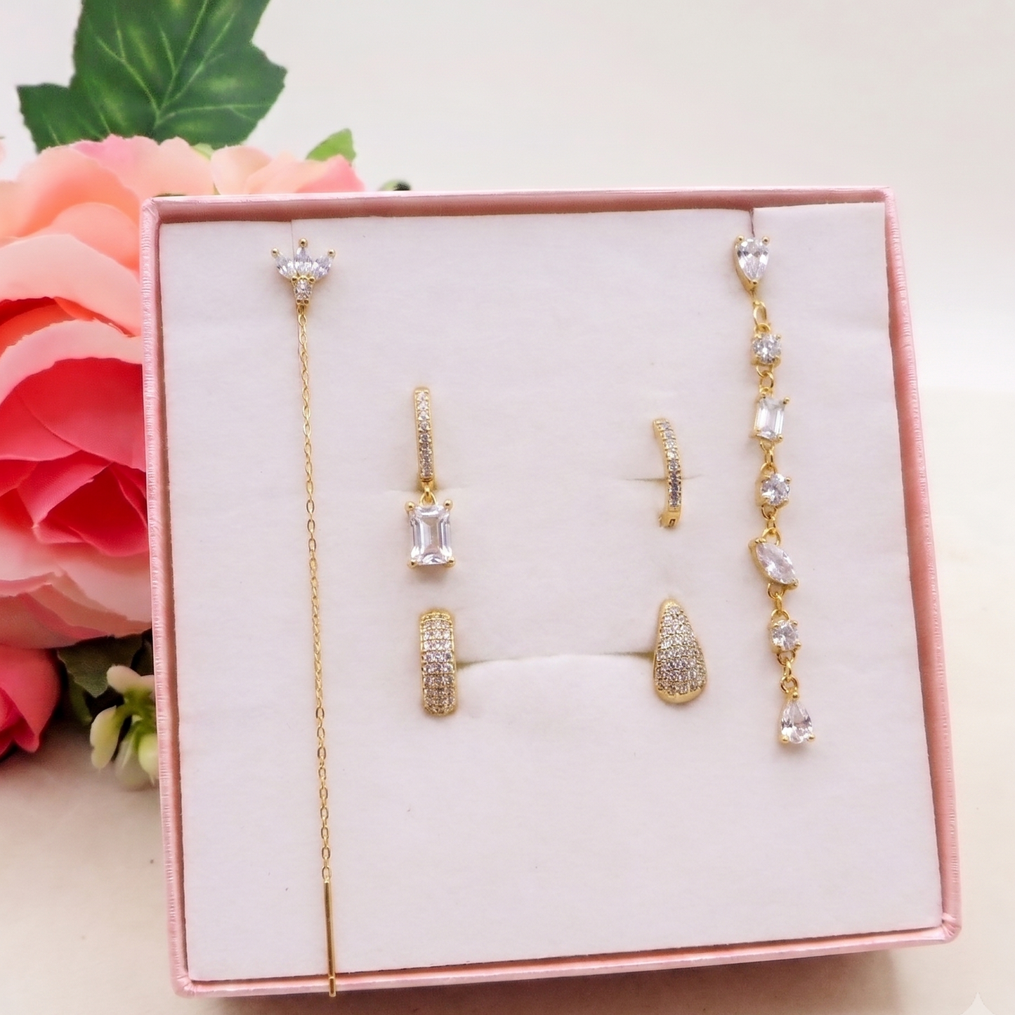 DEGRADE' COLOURS SET - ACCIAIO INOSSIDABILE - 6 Orecchini pendenti in cubic zirconia