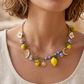 KALIMERA COLLANA - ACCIAIO inossidabile - Collana catena charms frutta LIMONI, SOLE, LUNA, MAIOLICA