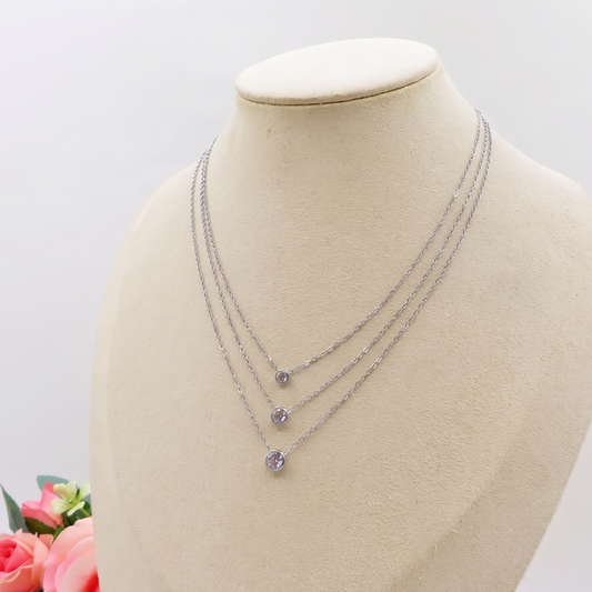 HEATHER triple - ACCIAIO INOSSIDABILE- Collana tripla con cubic zirconia
