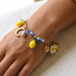 KALIMERA BRACELET  - ACCIAIO inossidabile - Bracciale catena charms frutta LIMONI, SOLE, LUNA, MAIOLICA