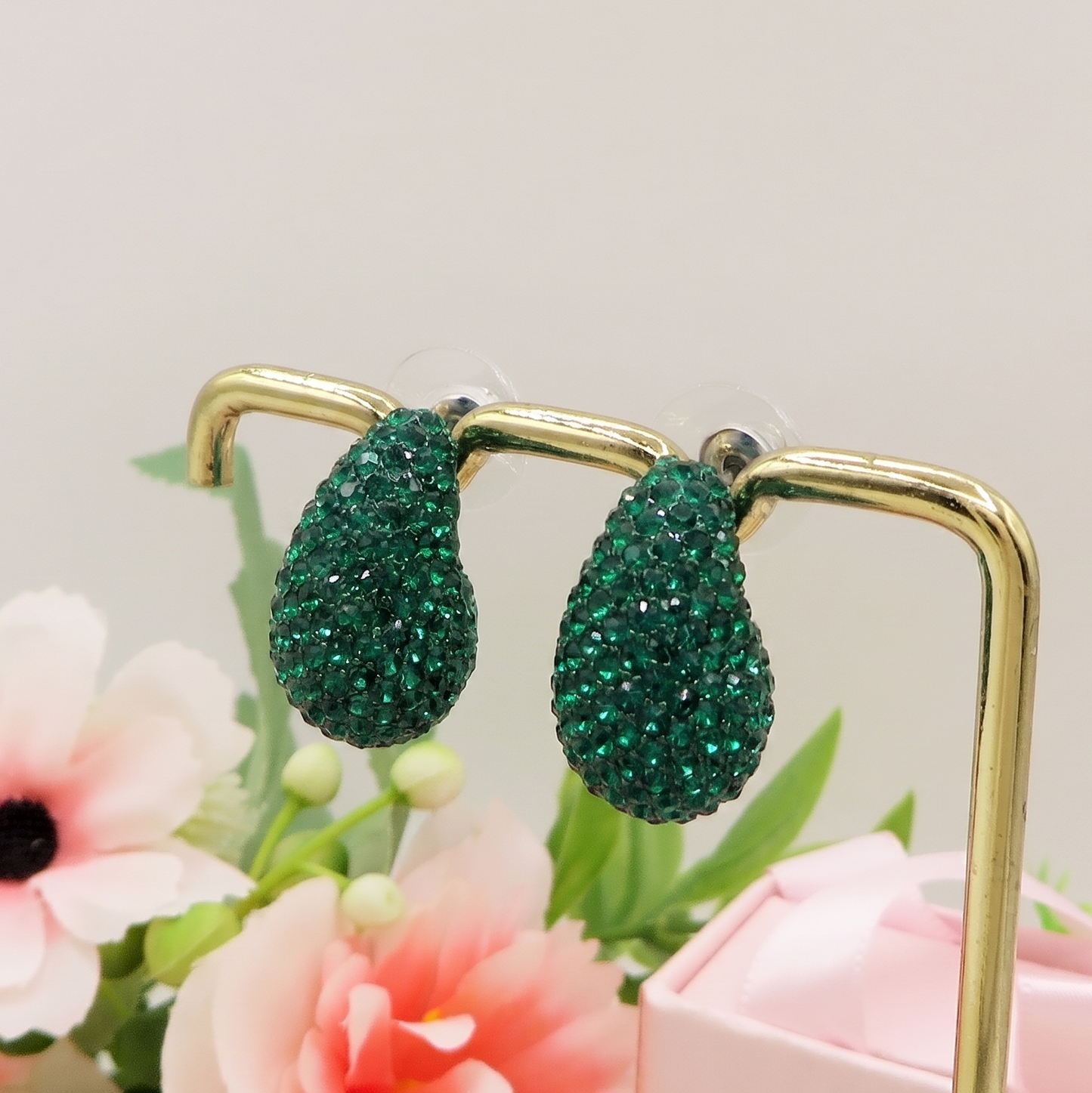 DROP LUXE - ACCIAIO INOSSIDABILE ~ Paio Orecchini goccia bombe' + cubic zirconia