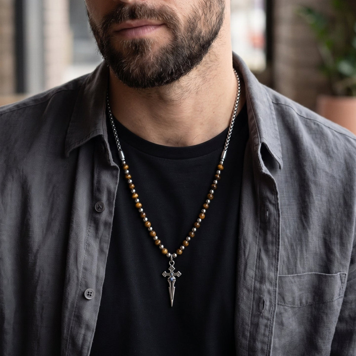 MAKHAI - Collana pendente SPADA uomo ACCIAIO INOSSIDABILE 316