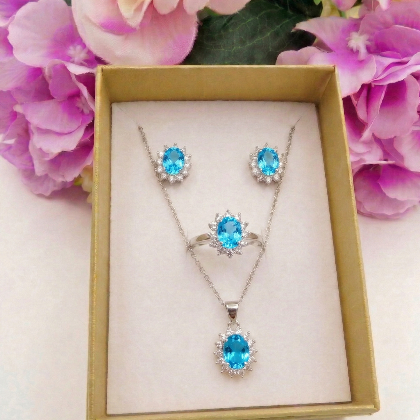 KATE Set - collana, anello + orecchini in cubic zirconia