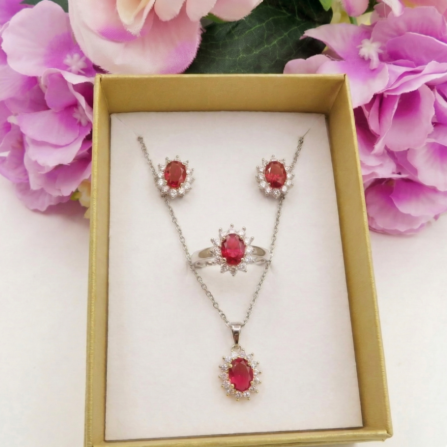 KATE Set - collana, anello + orecchini in cubic zirconia