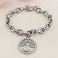TREE OF LIFE Bagnato Argento ~ ACCIAIO INOSSIDABILE Bracciale con pendente albero della vita