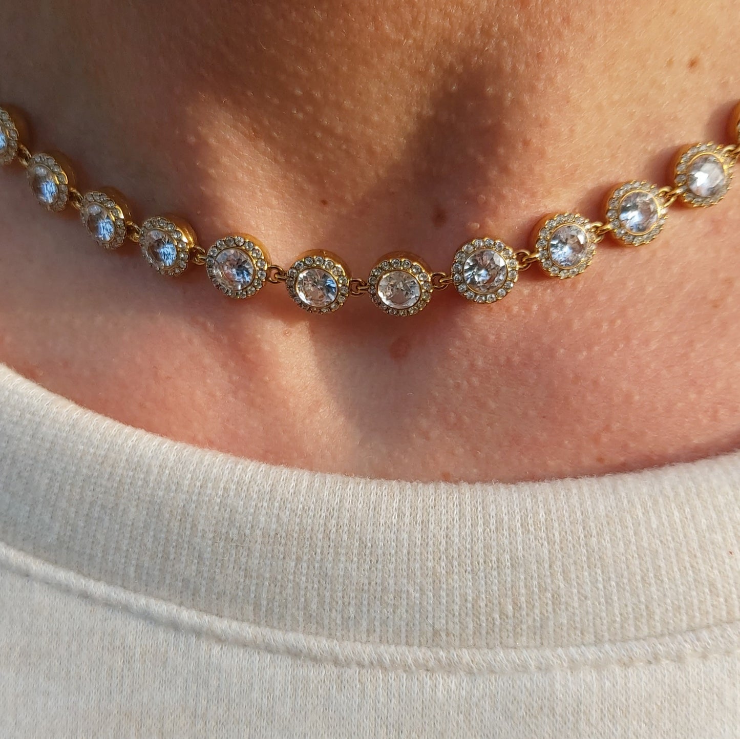 DELILAH XL ~ zirconi 5mm ACCIAIO INOSSIDABILE -Collana tennis in cubic zirconia rotondi