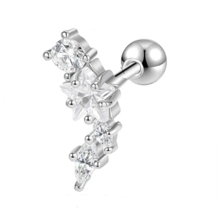 SUPERNOVA PIERCING - ACCIAIO INOSSIDABILE chirurgico 316L con cubic zirconia per Helix, Flat, lobo superiore