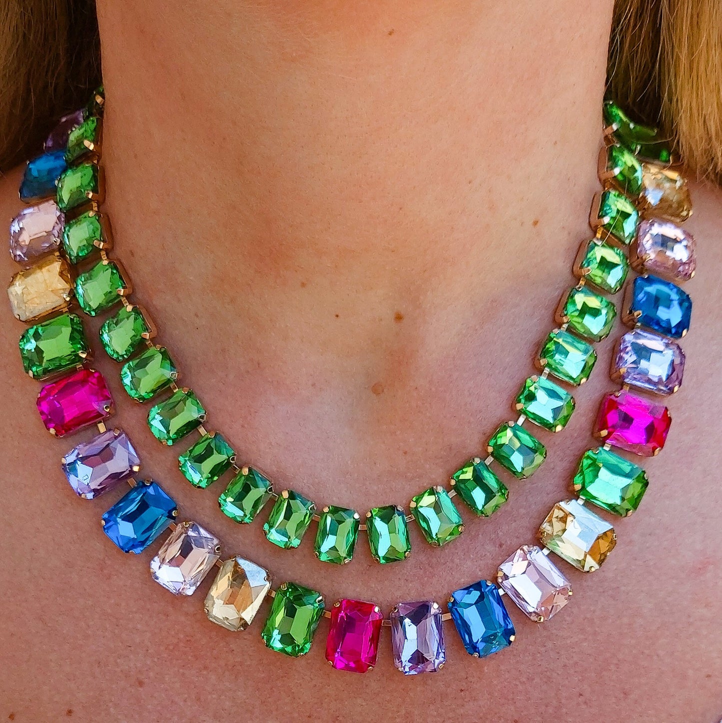 MARGOT collier con pietre sfaccettate - silver