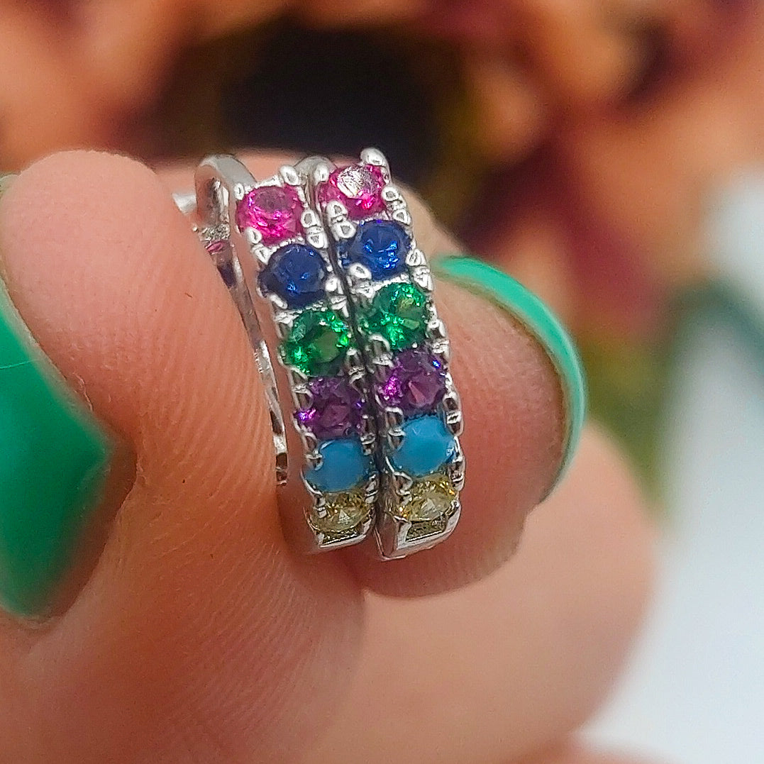 ANASTASIA - Orecchini mini cerchi zirconati RAINBOW
