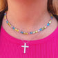 CROSS - ACCIAIO INOSSIDABILE- collana con pendente croce in cubic zirconia