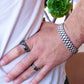 BRACCIALE uomo ACCIAIO catena tripla maglia orologio