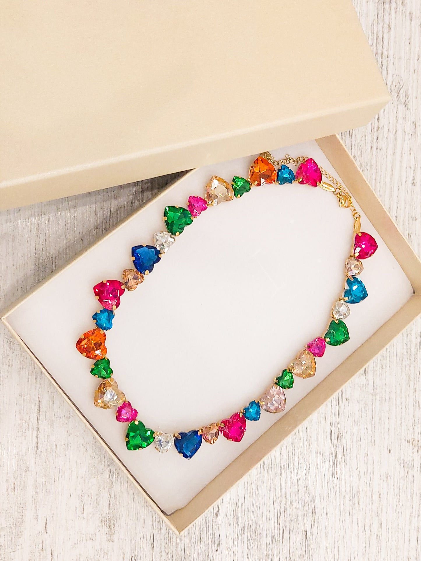 LUCE HEARTS cuori alternati - ACCIAIO inossidabile - collier con pietre sfaccettate