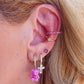 TEDDY CRYSTAL ~ Orecchini a cerchio con orsetto e Cubic Zirconia