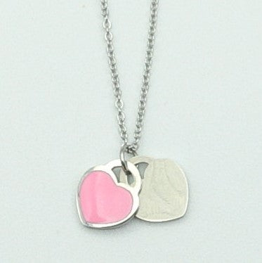 VANESSA ~ STAINLESS STEEL DOUBLE HEART pendant necklace