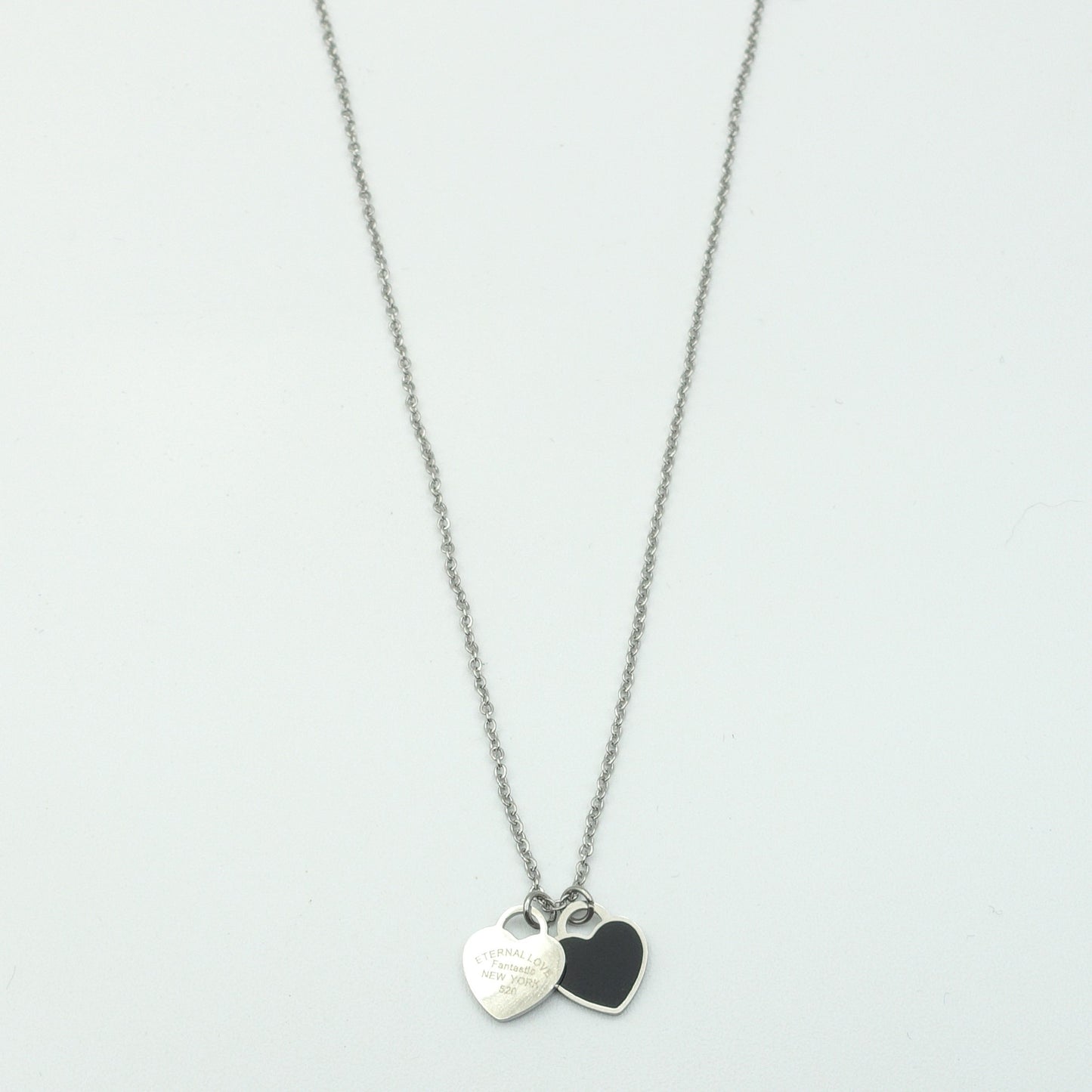 VANESSA ~ STAINLESS STEEL DOUBLE HEART pendant necklace
