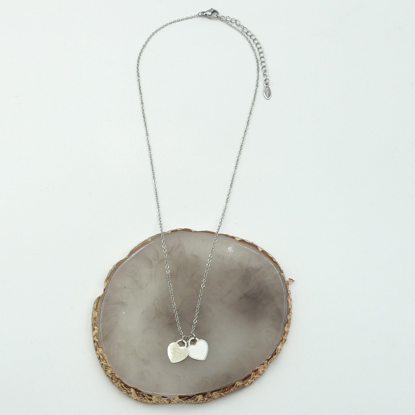 VANESSA ~ STAINLESS STEEL DOUBLE HEART pendant necklace