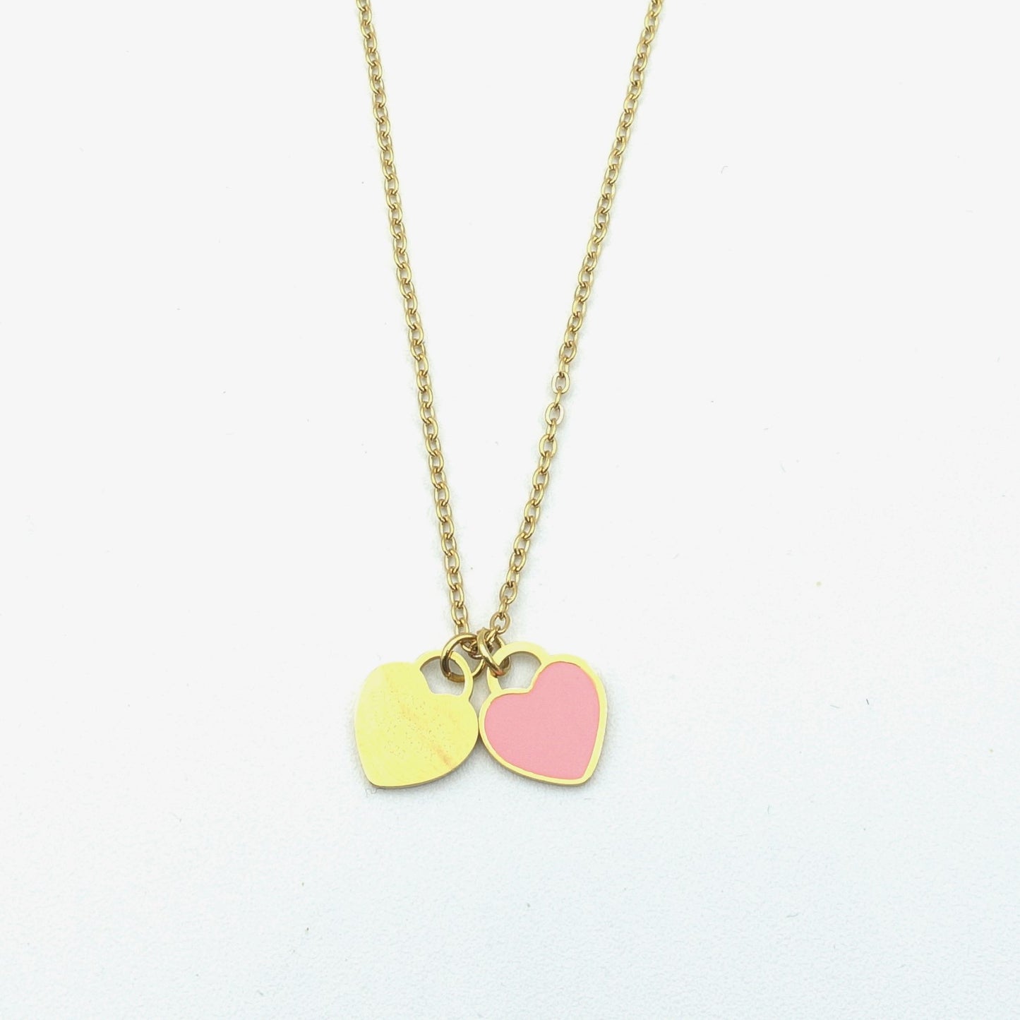 VANESSA ~ STAINLESS STEEL DOUBLE HEART pendant necklace