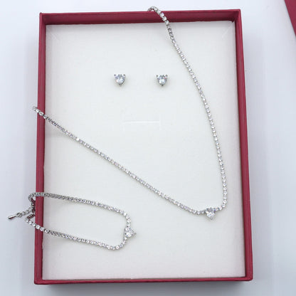 DIANA  -"THE  CRYSTAL SET"- 3 PCS- zirconia necklace+zirconia bracelet+zirconia earrings