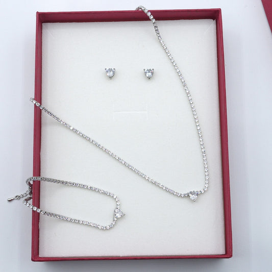 DIANA  -"THE  CRYSTAL SET"- 3 PCS- zirconia necklace+zirconia bracelet+zirconia earrings