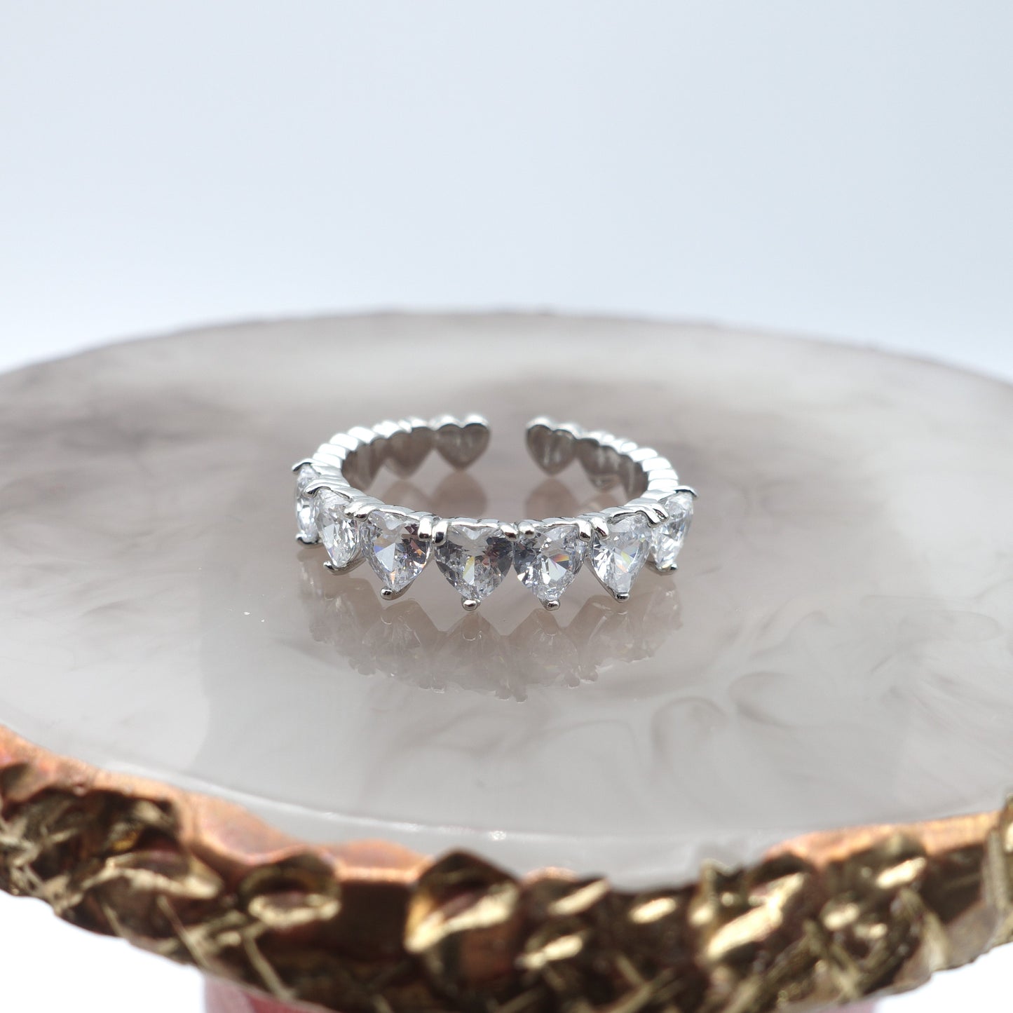 JENNY- cuori orizzontali ~ ANELLO REGOLABILE con cubic zirconia a forma di cuore