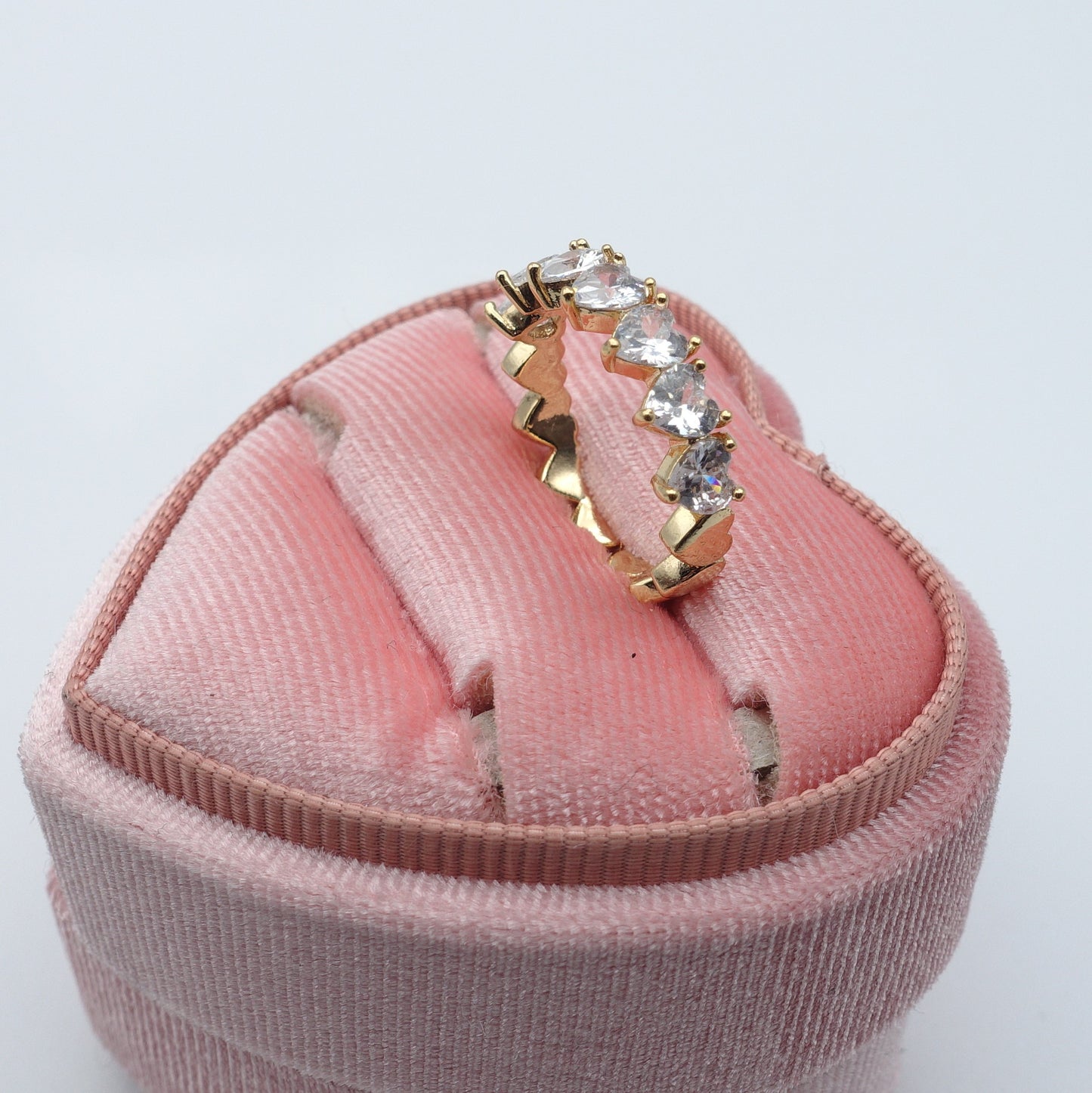 JENNY- cuori orizzontali ~ ANELLO REGOLABILE con cubic zirconia a forma di cuore