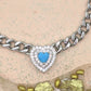 JASMINE ~ ACCIAIO INOSSIDABILE - collana choker in catena con Cubic zirconia a forma di cuore