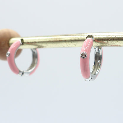 Layla~ 925 STERLING SILVER zircon Hoops earrings