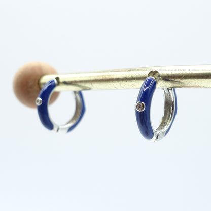 Layla~ 925 STERLING SILVER zircon Hoops earrings