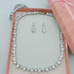 CHERIE-"THE SILVER SET"- 3 PCS- zirconia necklace+zirconia pendants earrings+zirconia tennis bracelet