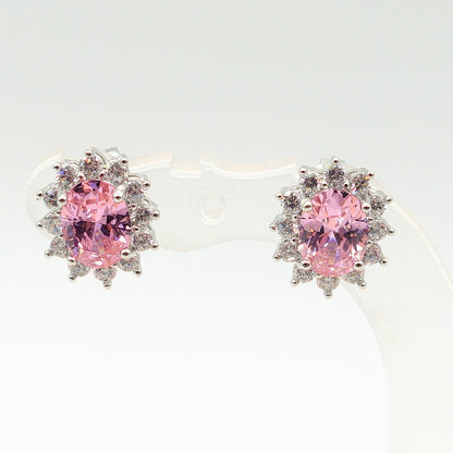 KATE ~Orecchini a bottone con cubic zirconia a forma di ovale