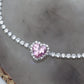 DIANA  -"THE PINK SET" - Set choker + orecchini in cubic zirconia rosa