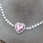 DIANA  -"THE PINK SET" - Set choker + orecchini in cubic zirconia rosa