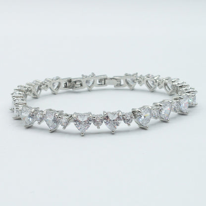 CHERIE - bracciale tennis con cubic zirconia a forma di cuori alternati
