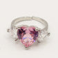 Diana Chunky ~ Anello cuori grandi con cubic zirconia a forma di cuore