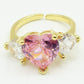 Diana Chunky ~ Anello cuori grandi con cubic zirconia a forma di cuore
