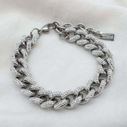 Madison ~ STAINLESS STEEL cuban chain+ zirconia bracelet