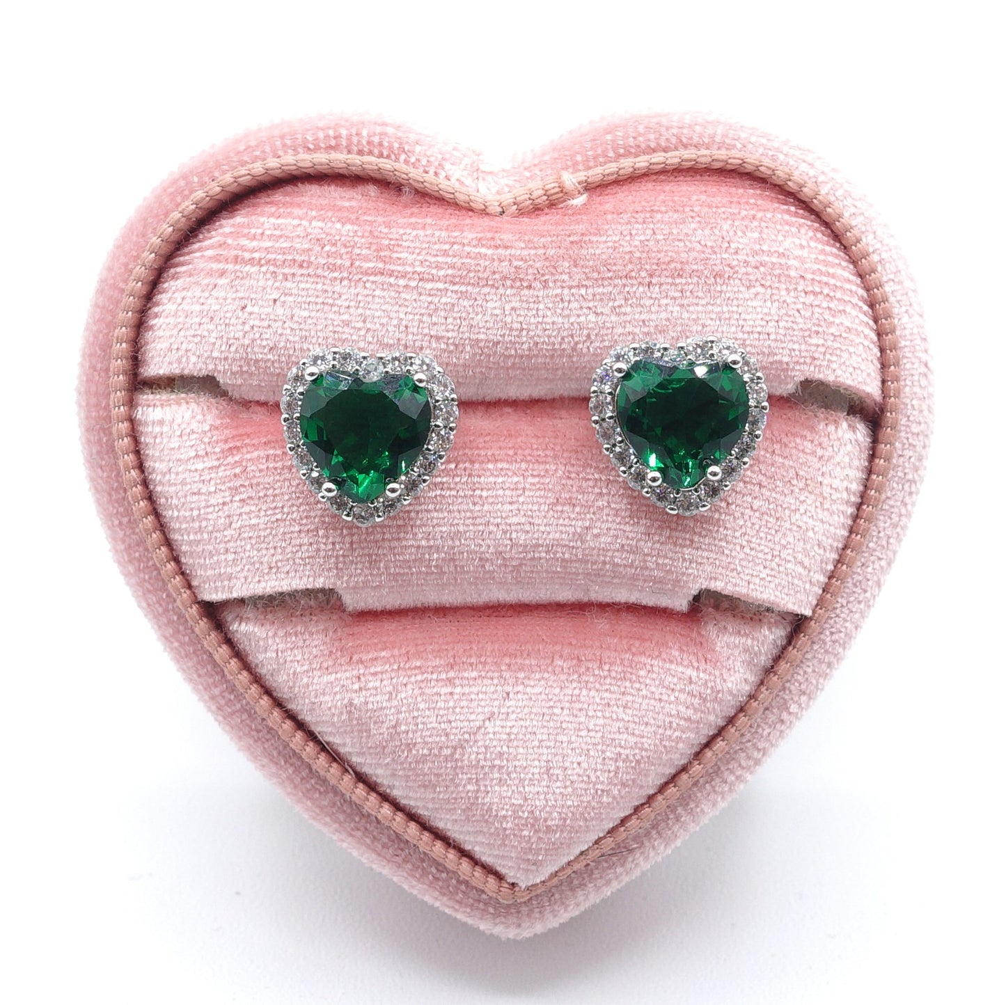 DIANA ~Orecchini a bottone con cubic zirconia a forma di cuore