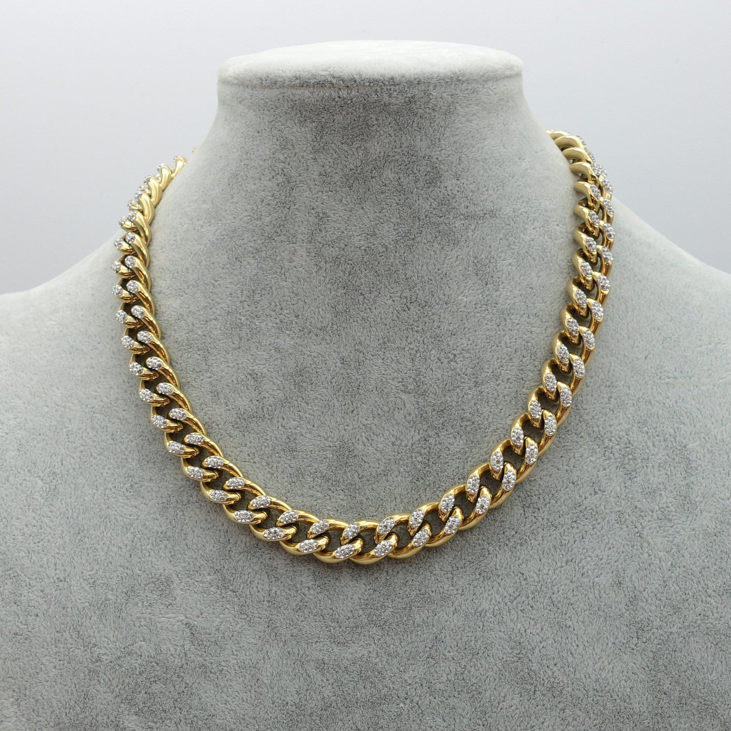 Madison ~ STAINLESS STEEL cuban chain+ zirconia necklace