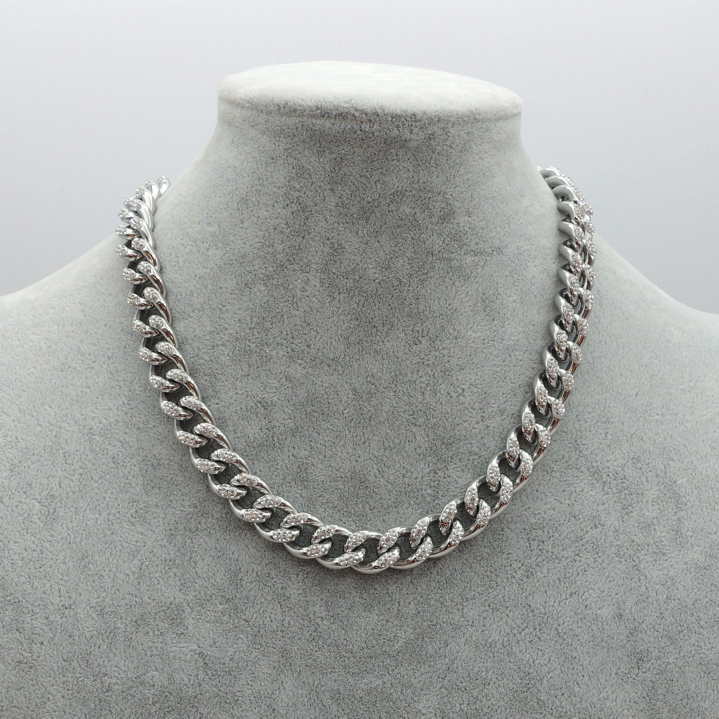 Madison ~ STAINLESS STEEL cuban chain+ zirconia necklace