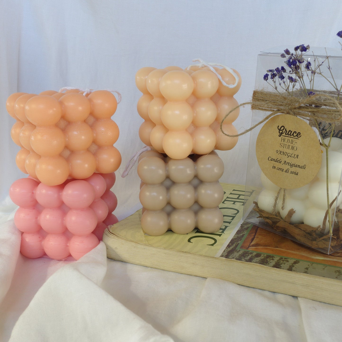 Andromeda ~ bubbles cube candle