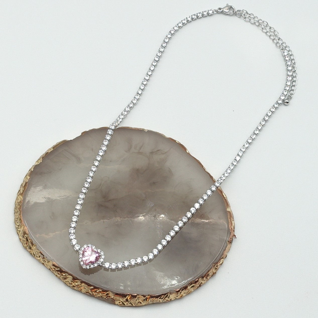 DIANA ~ CHUNKY- Collana Girocollo tennis con cuore in Cubic Zirconia