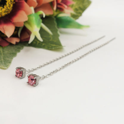 SHINY RAINBOW- Acciaio inossidabile ~ PAIO Orecchini filo pendenti con cubic zirconia