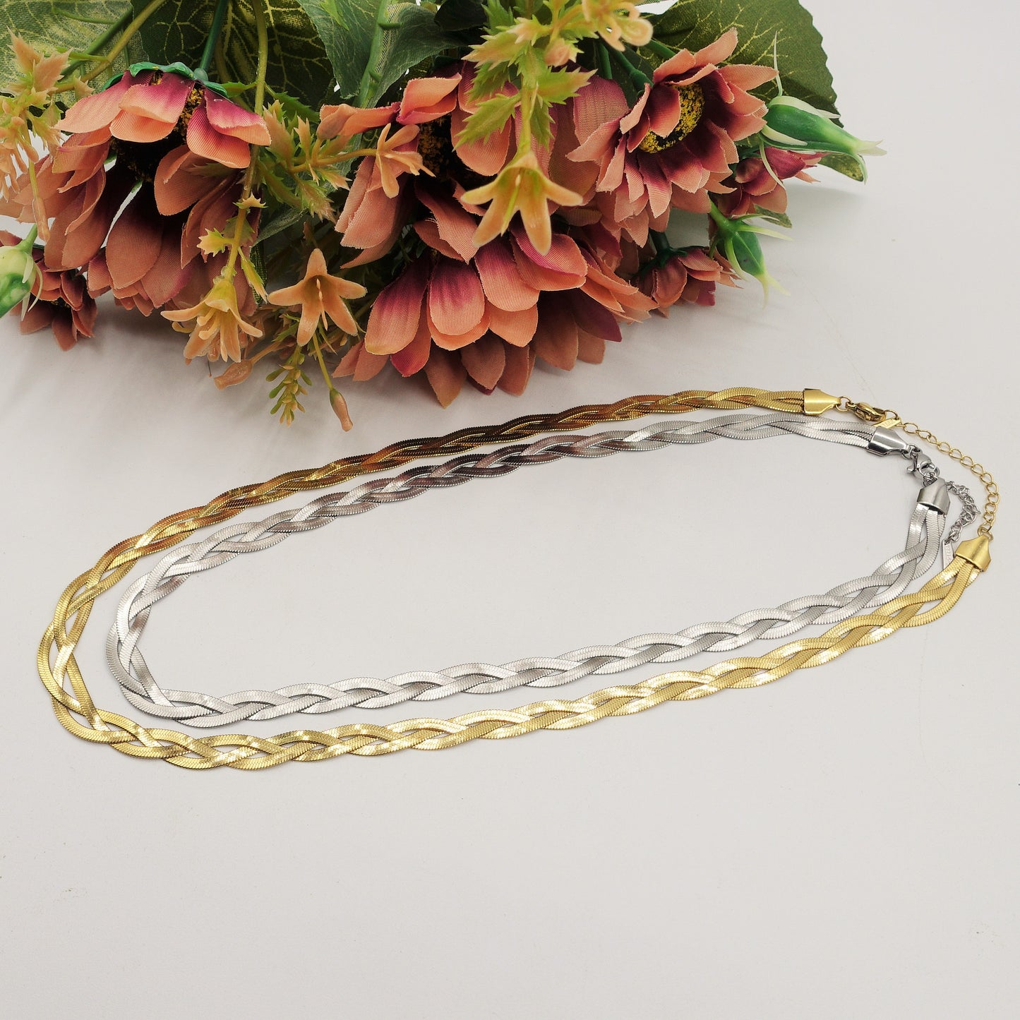 ELEONOR BRAID ~ Collana girocollo Snake intrecciata in ACCIAIO inossidabile