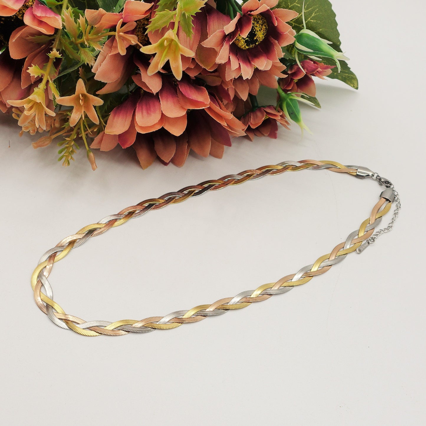 ELEONOR BRAID ~ Collana girocollo Snake intrecciata in ACCIAIO inossidabile