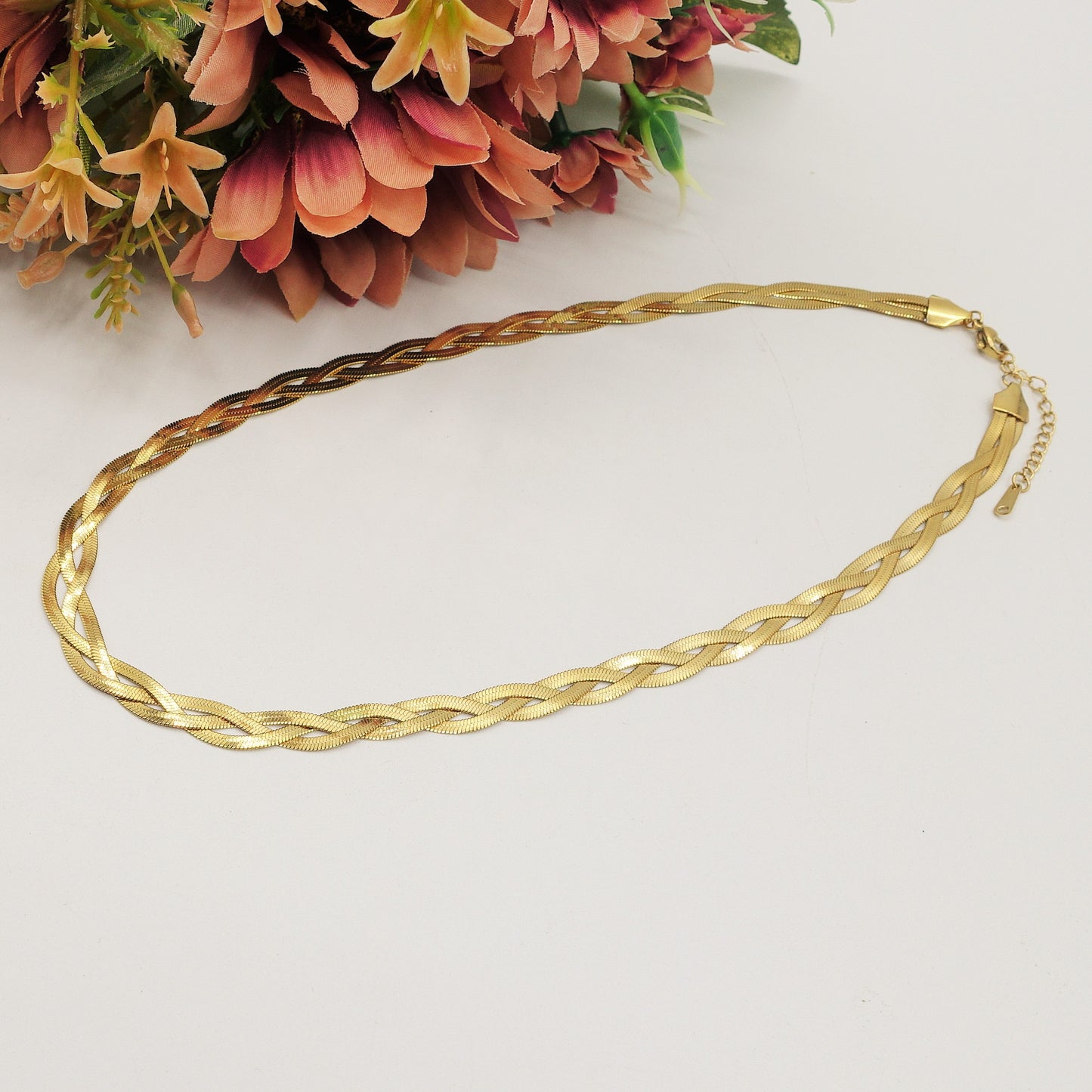 ELEONOR BRAID ~ Collana girocollo Snake intrecciata in ACCIAIO inossidabile