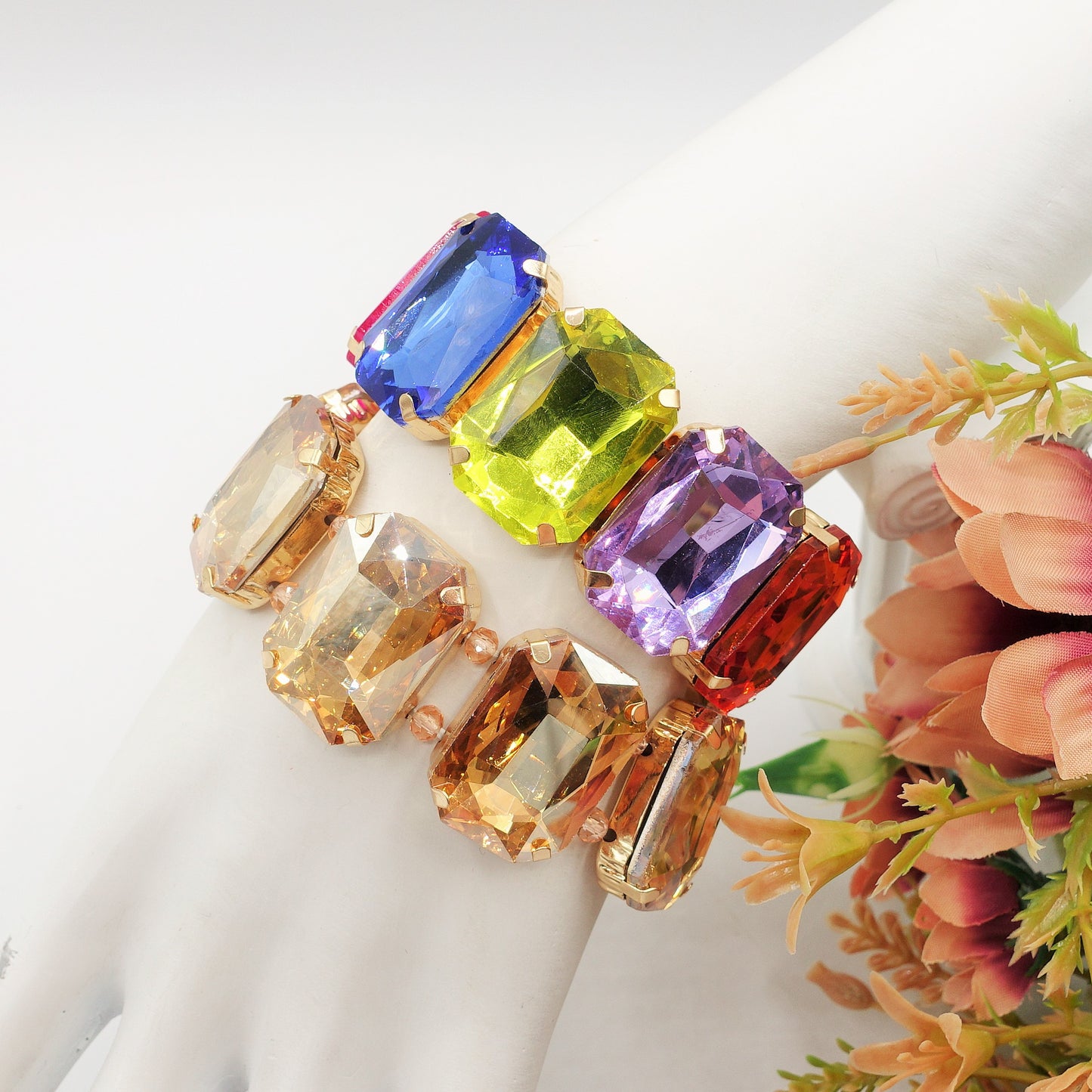 MARGOT LUXE - Bracciale elasticizzato con pietre sfaccettate -luce colection