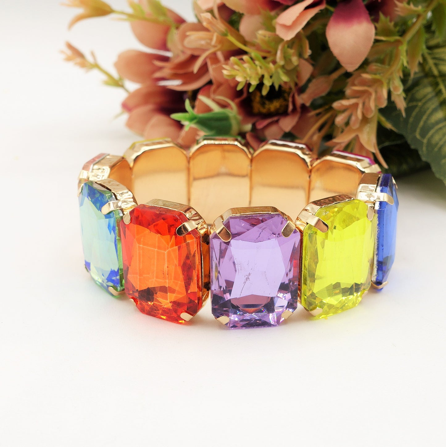 MARGOT LUXE - Bracciale elasticizzato con pietre sfaccettate -luce colection