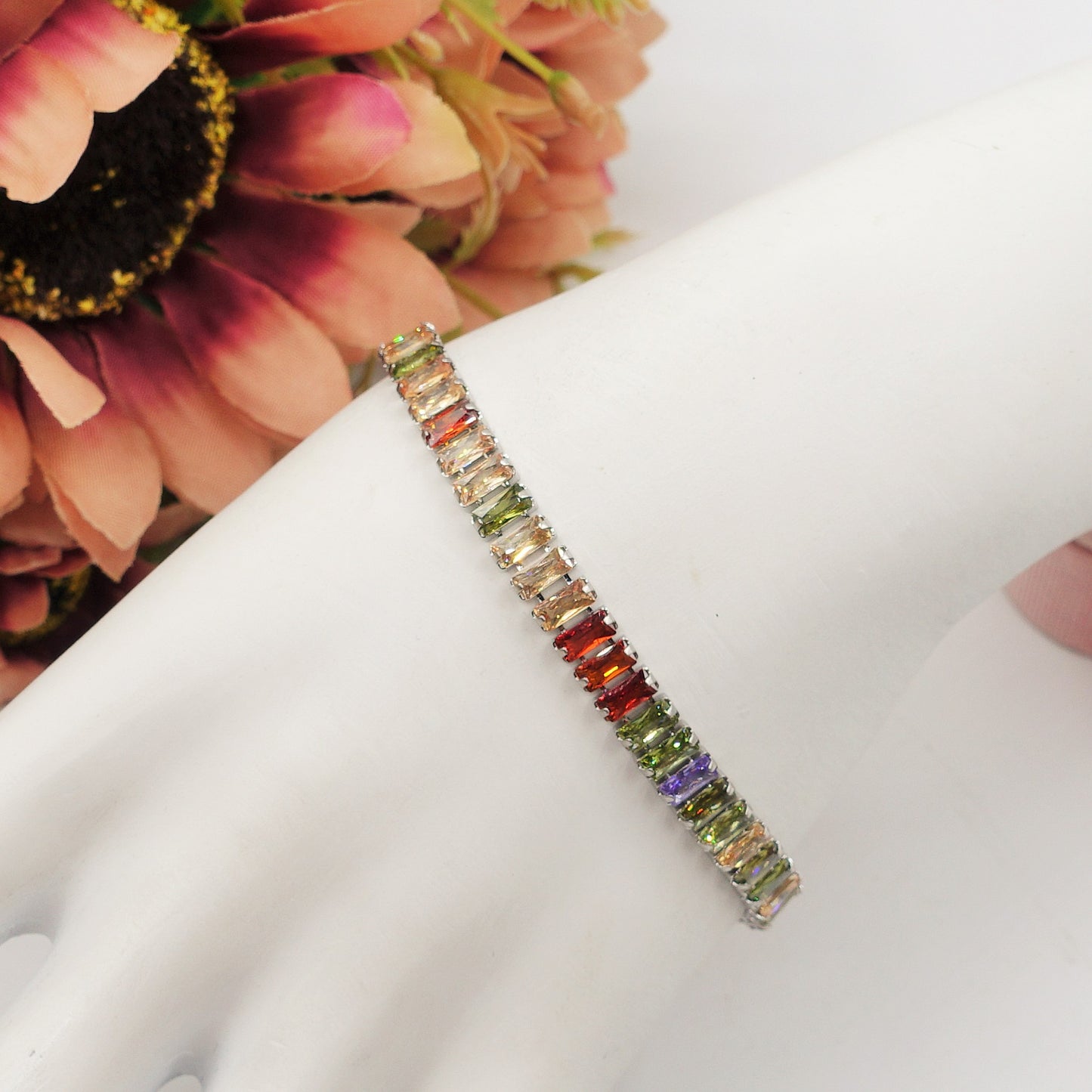 JULIANNE rainbow set - ACCIAIO INOSSIDABILE- set choker e bracciale tennis in cubic zirconia
