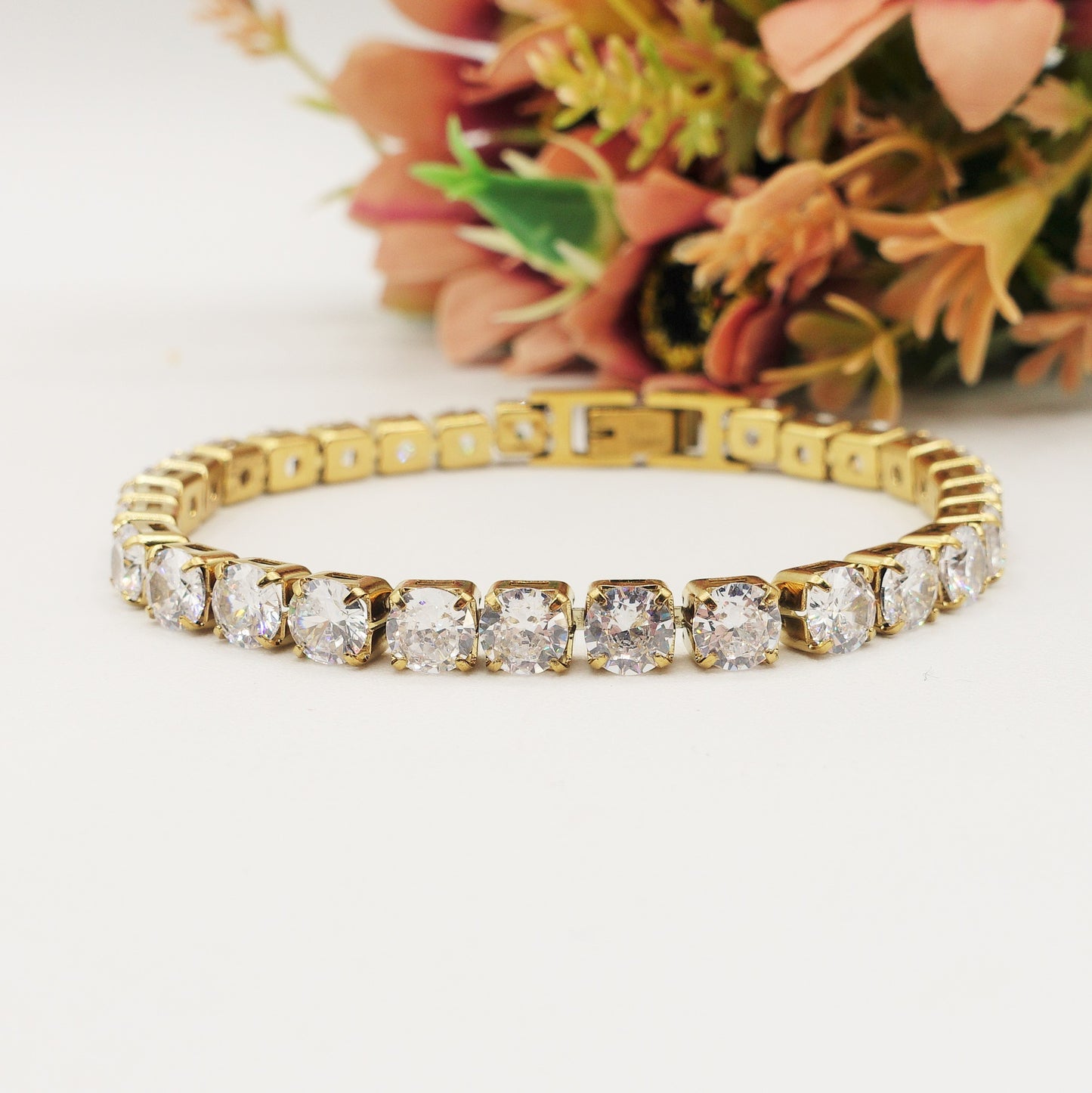 MELANIE set - ACCIAIO INOSSIDABILE- set choker e bracciale tennis in cubic zirconia 5mm