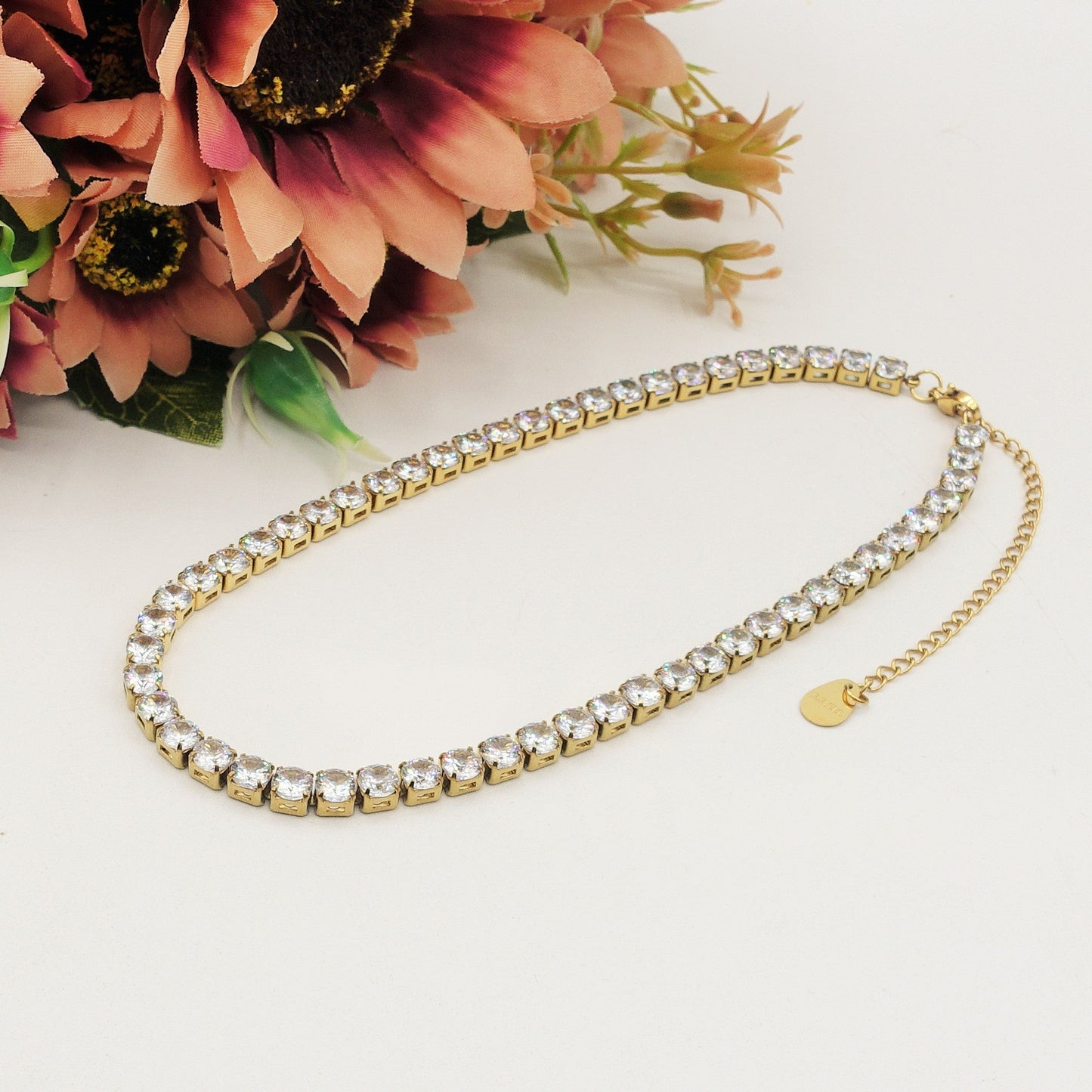 MELANIE 40 cm ~ Tennis girocollo 5mm  in ACCIAIO INOSSIDABILE con cubic zirconia